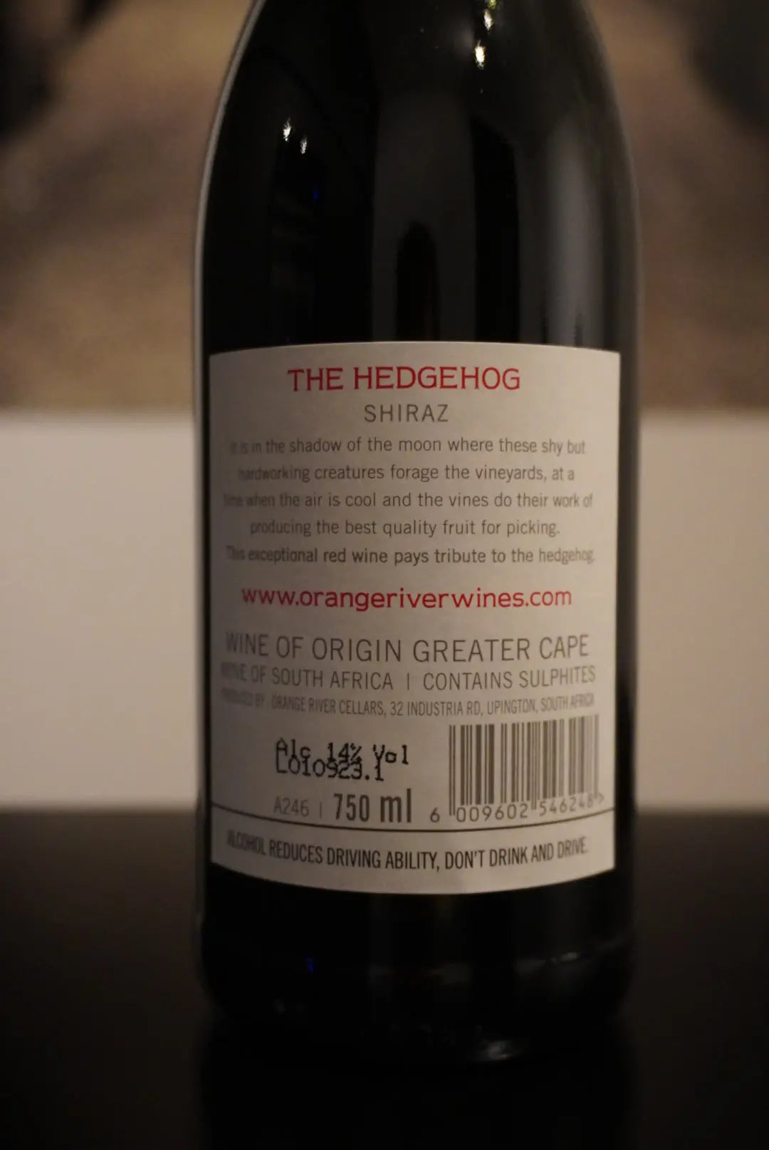 Orange River Cellars The Hedgehog Shiraz