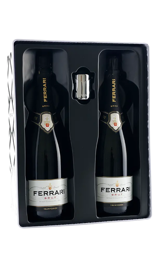 Ferrari  Ferrari White Tin Gift box 2 fles Brut+ Stopper 